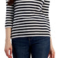 Tommy Hilfiger Polo Feminina Listrada de Algodão com Gola Johnny, Branca