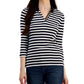 Tommy Hilfiger Polo Feminina Listrada de Algodão com Gola Johnny, Branca