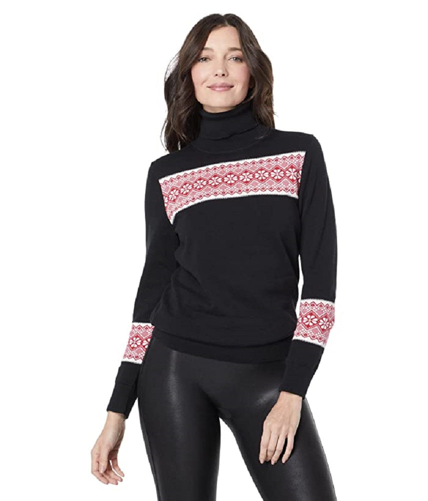 Tommy Hilfiger Suéter Feminino Bloqueado Fair Isle Stella Algodão Preto Tamanho Grande
