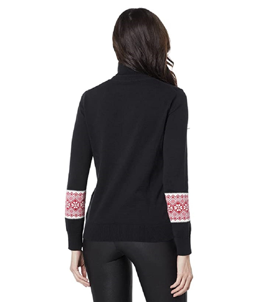 Tommy Hilfiger Suéter Feminino Bloqueado Fair Isle Stella Algodão Preto Tamanho Grande