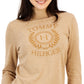 Suéter feminino Tommy Hilfiger Tonal Crest Logo Stella Cotton, marrom, tamanho grande
