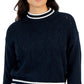 Tommy Hilfiger Suéter Feminino com Logo Argyle e Gola Redonda Azul Tamanho P