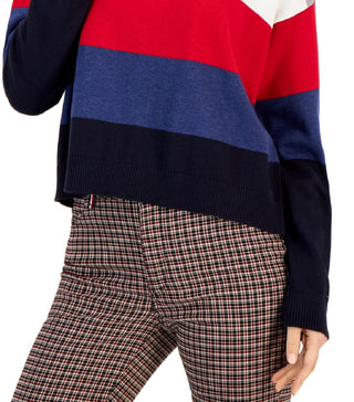 Tommy Hilfiger Suéter Listrado com Bolhas e Logotipo Feminino Vermelho Tamanho XX-G