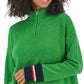 Tommy Hilfiger Suéter Feminino Colorblocked Meio Zíper Verde Tamanho P