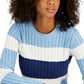 Tommy Hilfiger Suéter de malha de algodão com logo da bandeira feminino, em blocos de cores, azul, tamanho grande
