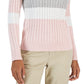 Tommy Hilfiger Suéter de malha de algodão com logo da bandeira feminino, colorblock, rosa, tamanho grande
