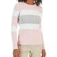 Tommy Hilfiger Suéter de malha de algodão com logo da bandeira feminino, colorblocked, rosa, tamanho pequeno