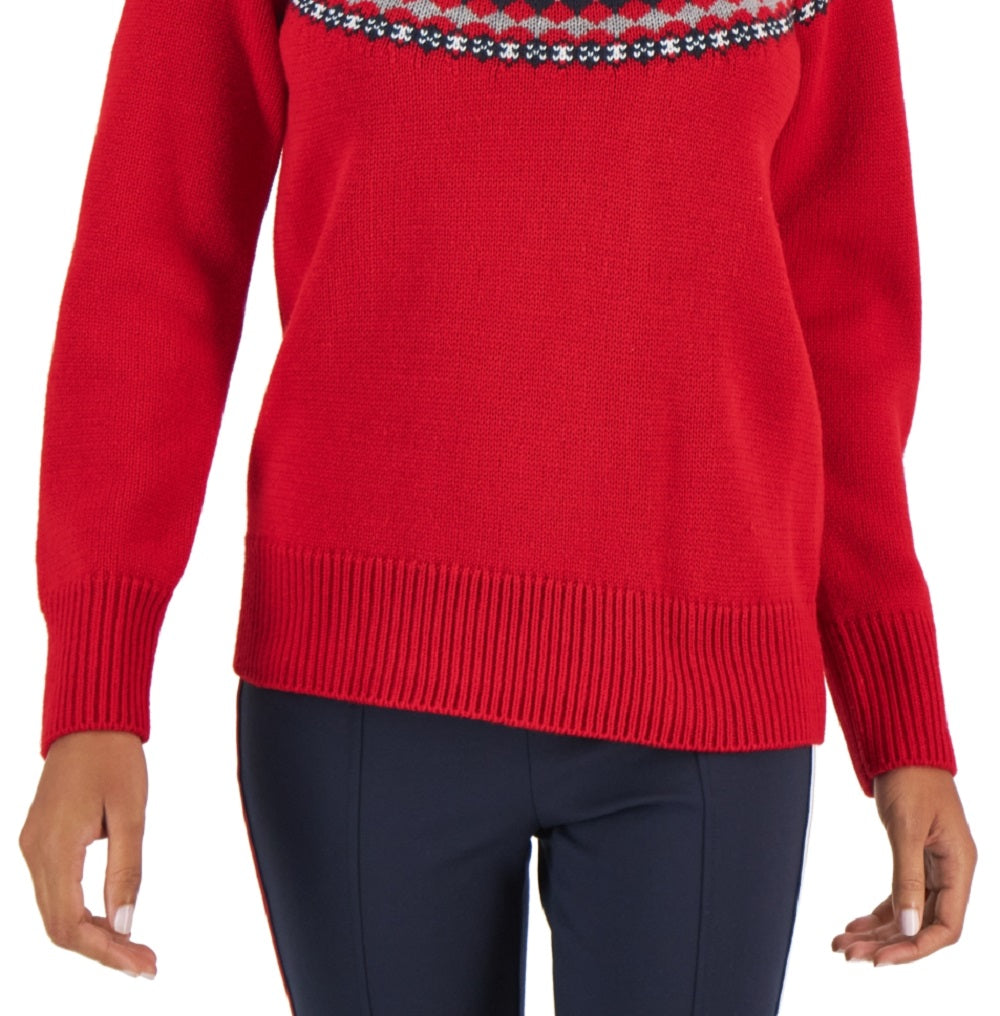 Suéter Tommy Hilfiger Feminino Argyle Gola Alta Vermelho Tamanho XX-G