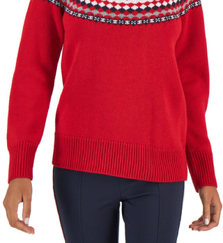 Suéter Tommy Hilfiger Feminino Argyle Gola Alta Vermelho Tamanho Grande