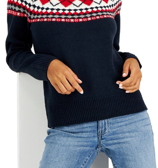 Suéter Tommy Hilfiger Feminino Argyle Gola Alta Azul