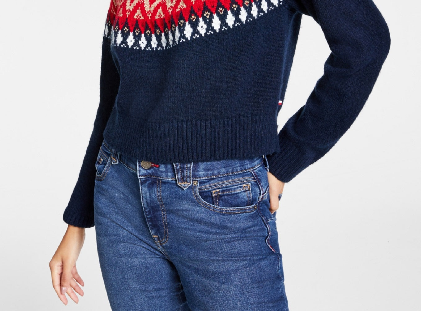 Tommy Hilfiger Suéter Raglan Meio Floco de Neve Feminino Azul Tamanho Médio