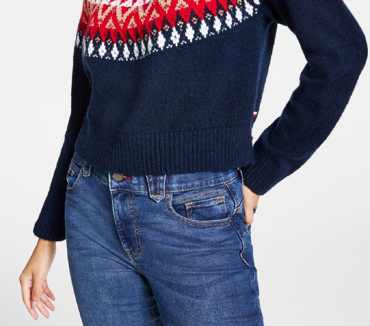 Tommy Hilfiger Suéter Raglan Meio Floco de Neve Feminino Azul Tamanho XS