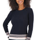 Tommy Hilfiger Suéter Feminino de Algodão com Mangas Pontudas em Tricô Azul Tamanho X-G