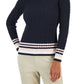 Tommy Hilfiger Suéter Feminino de Algodão com Mangas Pontudas em Tricô Azul Tamanho X-G