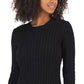 Tommy Hilfiger Suéter Feminino de Algodão com Mangas Pontudas em Tricô, Preto, Tamanho Médio
