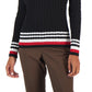 Tommy Hilfiger Suéter Feminino de Algodão com Mangas Pontudas em Tricô, Preto, Tamanho Médio