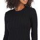 Tommy Hilfiger Suéter Feminino de Algodão com Mangas Pontudas em Tricô, Preto, Tamanho P