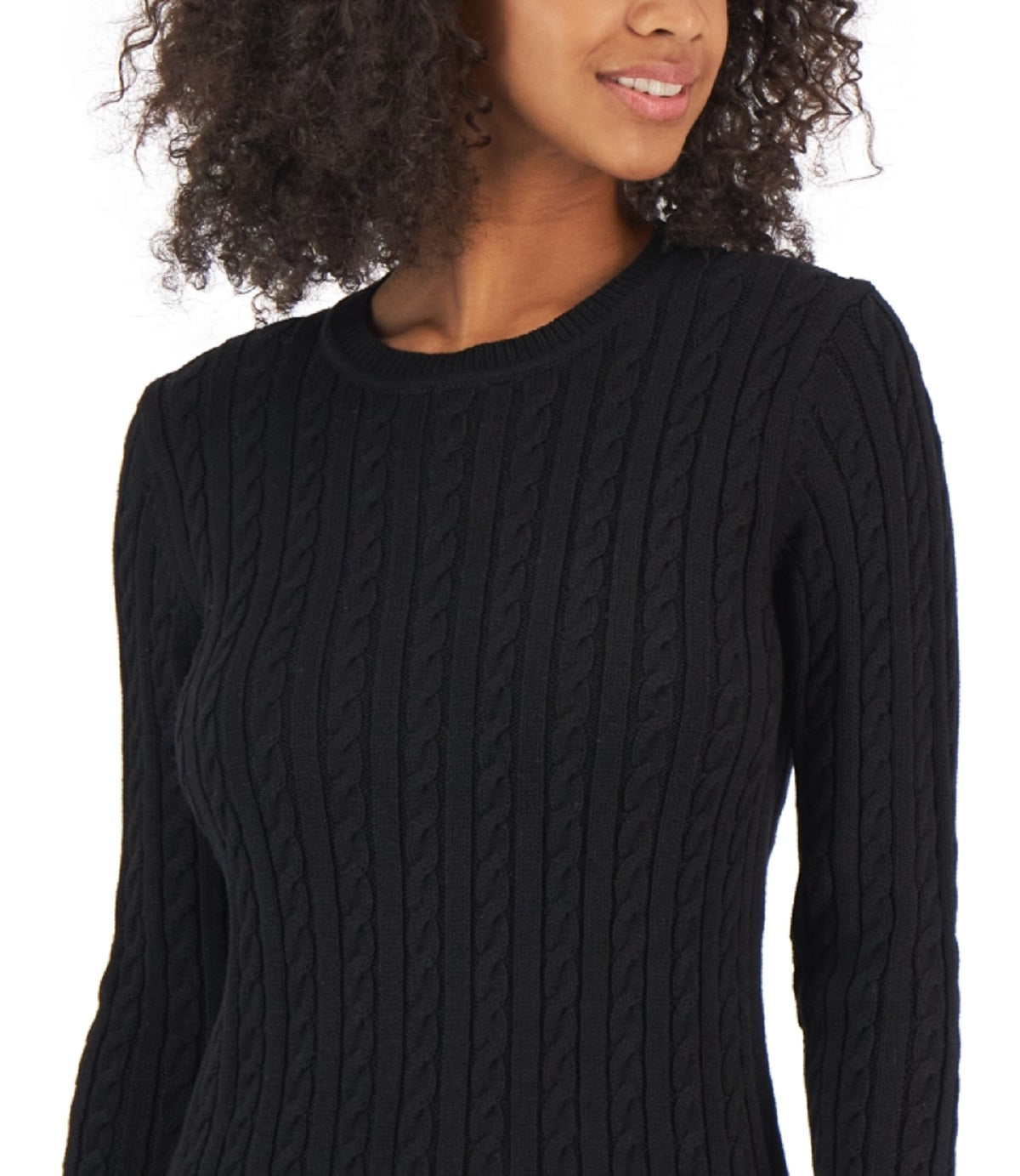 Tommy Hilfiger Suéter Feminino de Algodão com Mangas Pontudas em Tricô, Preto, Tamanho P