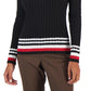 Tommy Hilfiger Suéter Feminino de Algodão com Mangas Pontudas em Tricô, Preto, Tamanho P