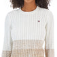 Tommy Hilfiger Suéter Feminino de Algodão Ombré em Tricô Branco Tamanho X-G