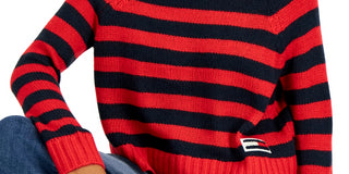 Suéter feminino Tommy Jeans com gola alta, vermelho, tamanho X-S