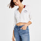 Tommy Jeans Cardigan Cropped Feminino Gola V Branco Tamanho Médio