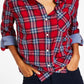 Camisa Tommy Hilfiger Feminina com Aba Lateral e Botões Vermelha Tamanho Grande