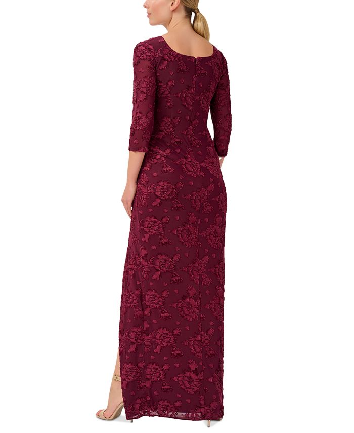 Vestido feminino Adrianna Papell Burnout de veludo franzido, vermelho, tamanho 8