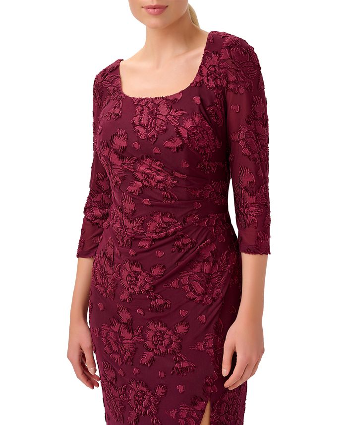 Vestido feminino Adrianna Papell Burnout de veludo franzido, vermelho, tamanho 8