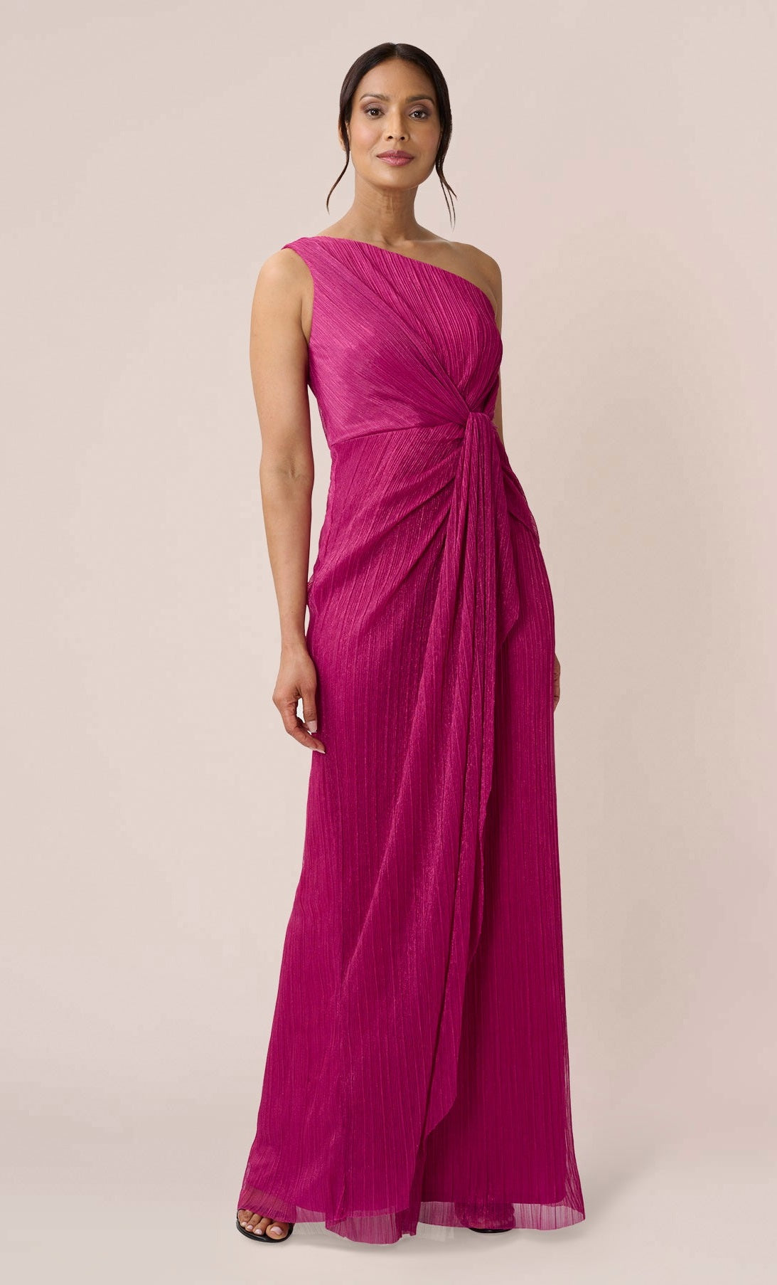 Vestido feminino Adrianna Papell Stardust One Shoulder, rosa, tamanho 4