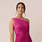 Vestido feminino Adrianna Papell Stardust One Shoulder, rosa, tamanho 4