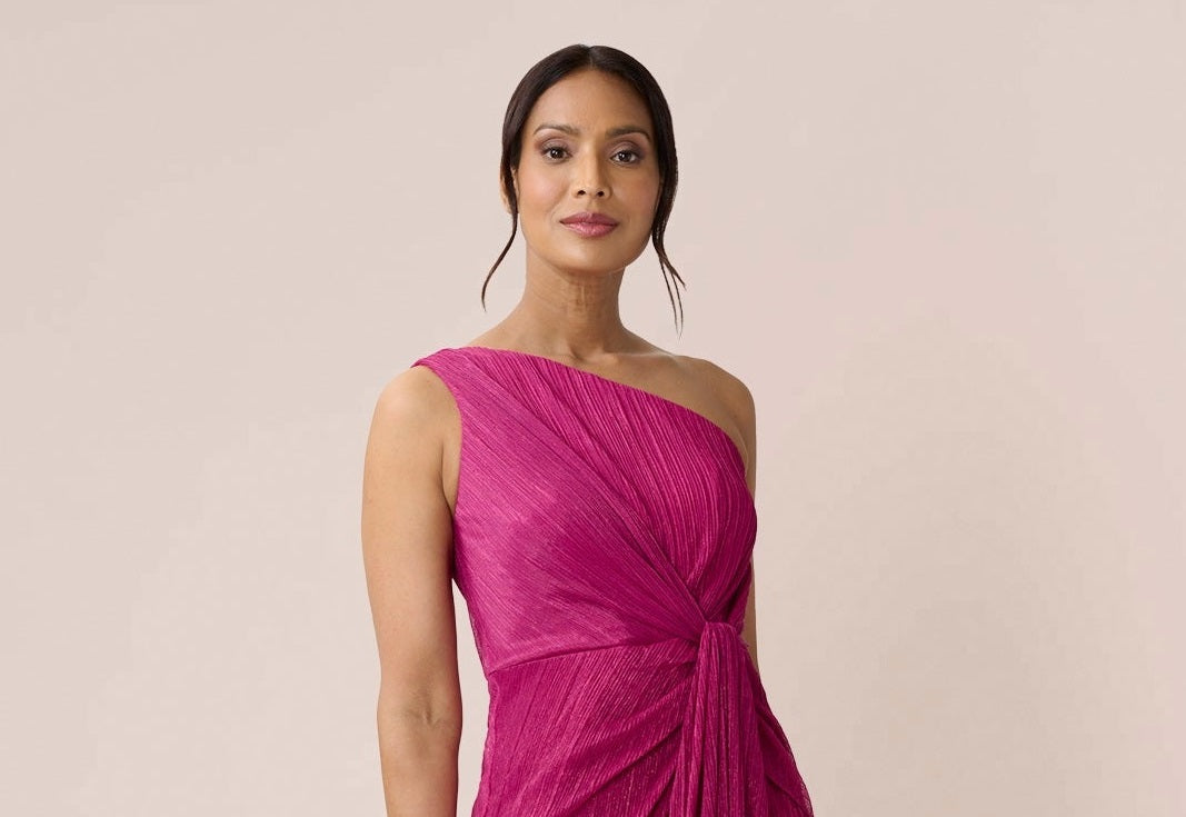Vestido feminino Adrianna Papell Stardust One Shoulder, rosa, tamanho 4