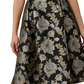 Vestido feminino Adrianna Papell com decote em jacquard metálico e fenda, preto, tamanho 16