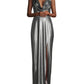 Vestido longo feminino Aidan By Aidan Mattox com decote halter e alças finas, cinza, tamanho 6