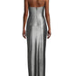 Vestido longo feminino Aidan By Aidan Mattox com decote halter e alças finas, cinza, tamanho 6