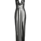 Vestido longo feminino Aidan By Aidan Mattox com decote halter e alças finas, cinza, tamanho 6