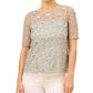 Adrianna Papell Blusa feminina com decote canoa e manga cotovelo, verde, tamanho 4
