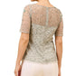 Adrianna Papell Blusa feminina com decote canoa e manga cotovelo, verde, tamanho 4