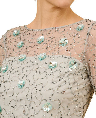 Adrianna Papell Blusa feminina com decote canoa e manga cotovelo, verde, tamanho 4