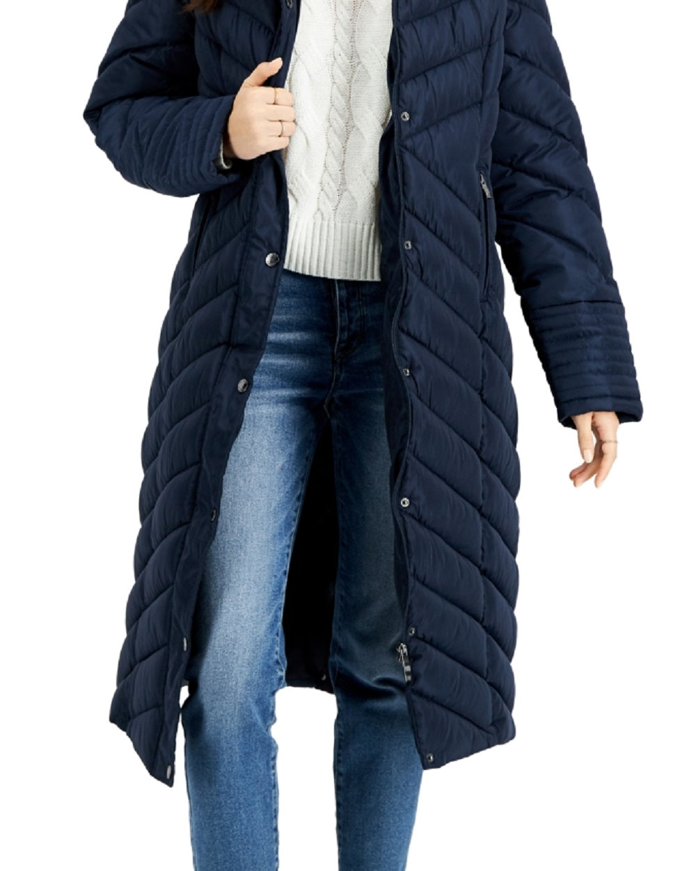 Casaco longo com capuz Steve Madden Junior's, azul, tamanho médio