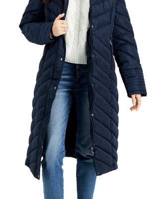 Casaco longo com capuz Steve Madden Junior's, azul, tamanho médio