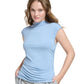 Blusa Calvin Klein Feminina X Fit Gola Alta Sem Mangas Azul Tamanho Grande