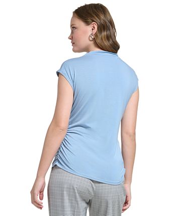 Blusa Calvin Klein Feminina X Fit Gola Alta Sem Mangas Azul Tamanho Grande