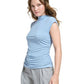 Blusa Calvin Klein Feminina X Fit Gola Alta Sem Mangas Azul Tamanho Grande