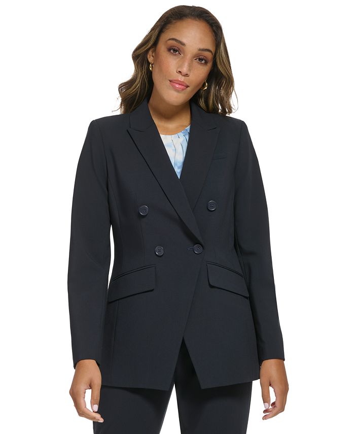 Calvin Klein Blazer Feminino Trespassado Azul Tamanho 16