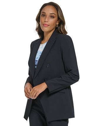 Calvin Klein Blazer Feminino Trespassado Azul Tamanho 16