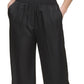 Calça Calvin Klein Feminina de Cetim com Perna Larga e Puxa-Chuva Preta Tamanho X-S
