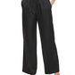 Calça Calvin Klein Feminina de Cetim com Perna Larga e Puxa-Chuva Preta Tamanho X-S