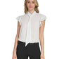 Blusa Calvin Klein Feminina Manga Longa Gola Amarrada Branca Tamanho X-G