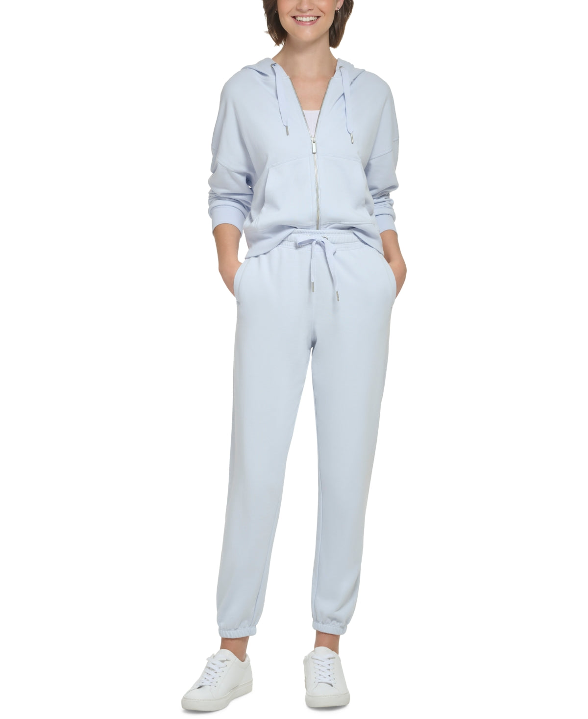 Calça Jogger Calvin Klein Feminina Performance Cintura Alta Relaxada Azul Tamanho X-S